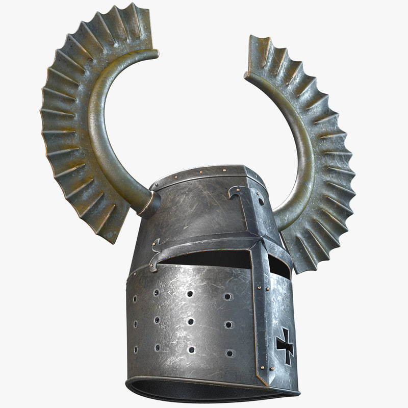 horned teutonic knight helmet 3d model