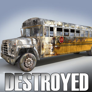 derelict school bus 3d model