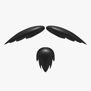 cartoon mustache 01 3d model
