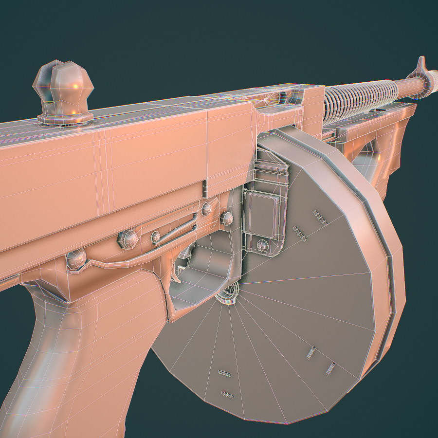 1928 thompson gun 3d model