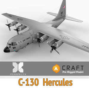 3d model pre-rigged c-130 hercules craft