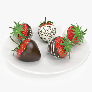 strawberries chocolate 3d obj