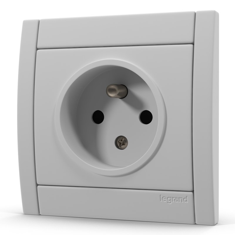 3d model of european electrical outlet