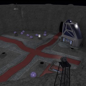 sci-fi space city crater 3d 3ds