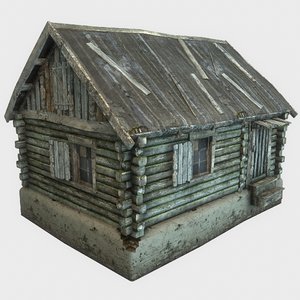 3d old wooden house model
