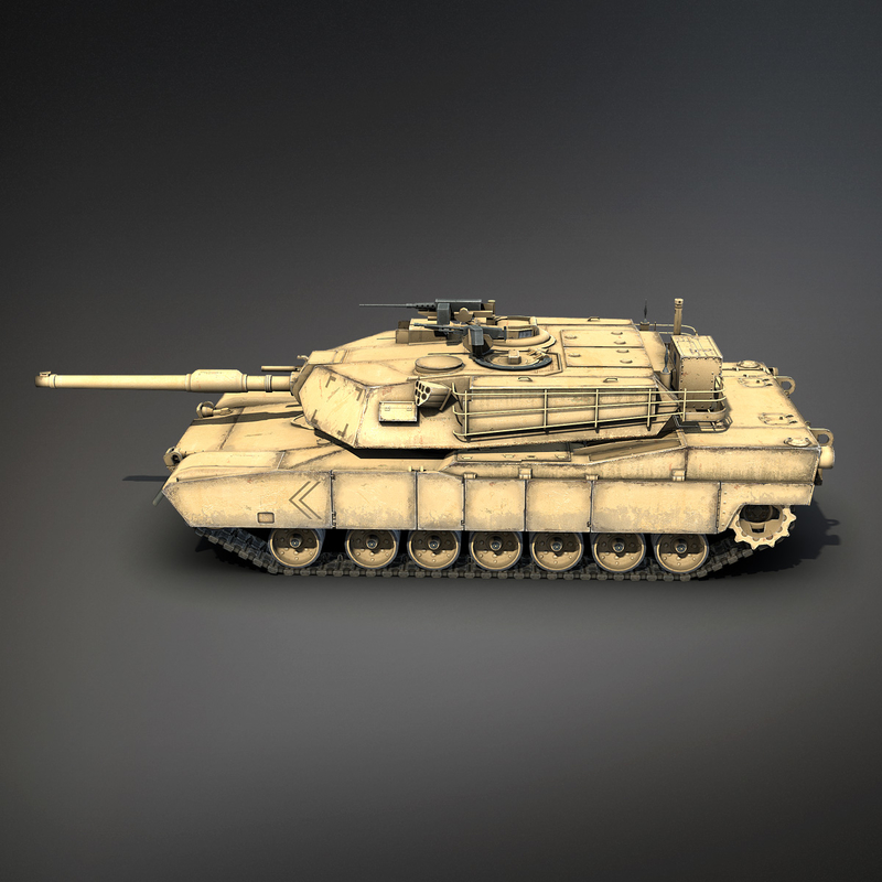 3d low-poly battle tank m1a1 abrams