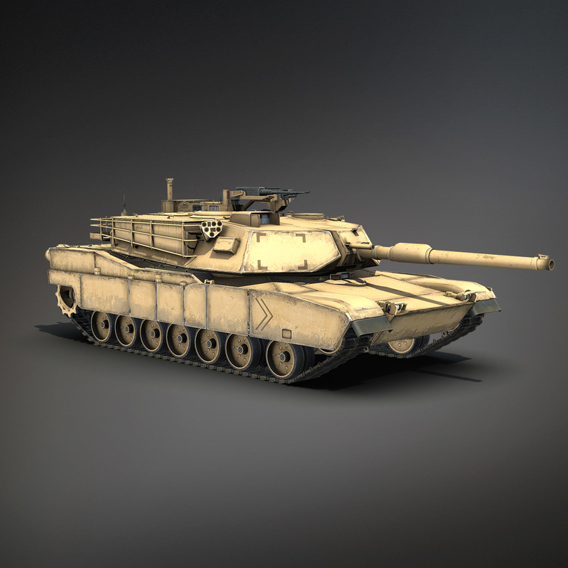 3d low-poly battle tank m1a1 abrams