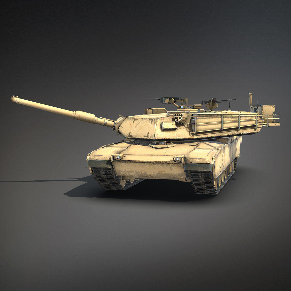 3d low-poly battle tank m1a1 abrams