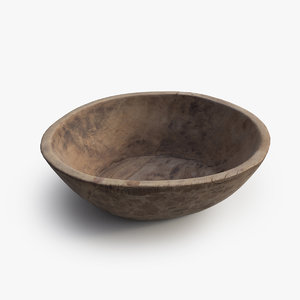 3d model antique wood bowl