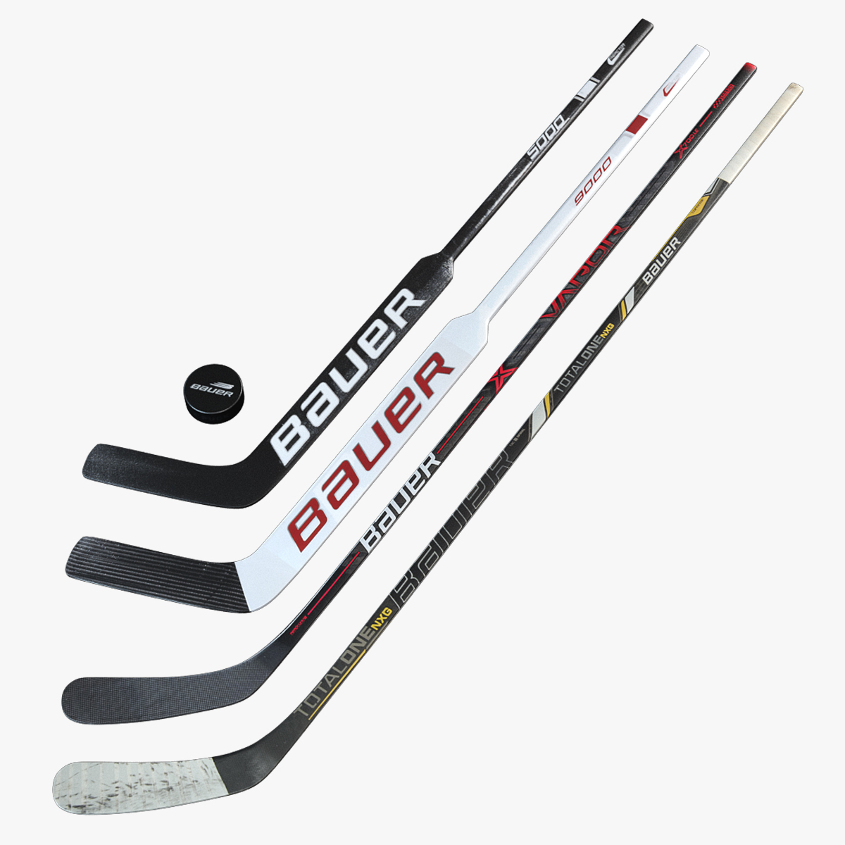 3d model bauer hockey sticks puck