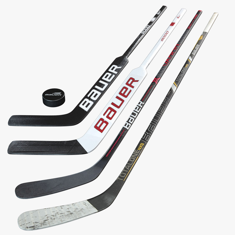 3d model bauer hockey sticks puck