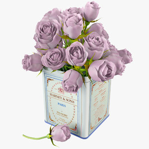 3d bouquet pink roses model