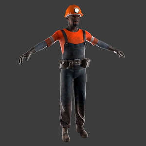 3d model miner worker helmet
