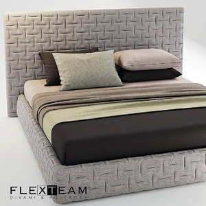3d bed blanket pillows model