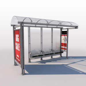 urban bus shelter 3d model