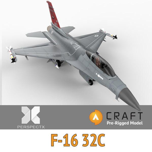 3d model pre-rigged f-16 32c craft