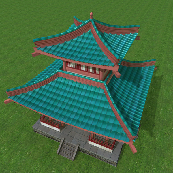 oriental pagoda temple 3d obj