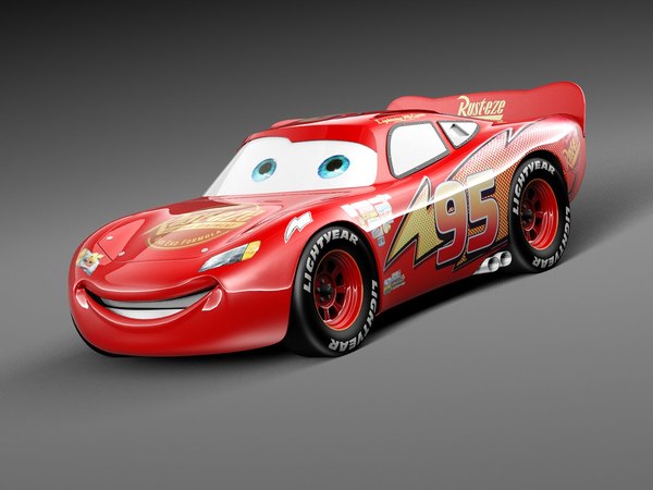 lightning mcqueen zigzag race car 3d model