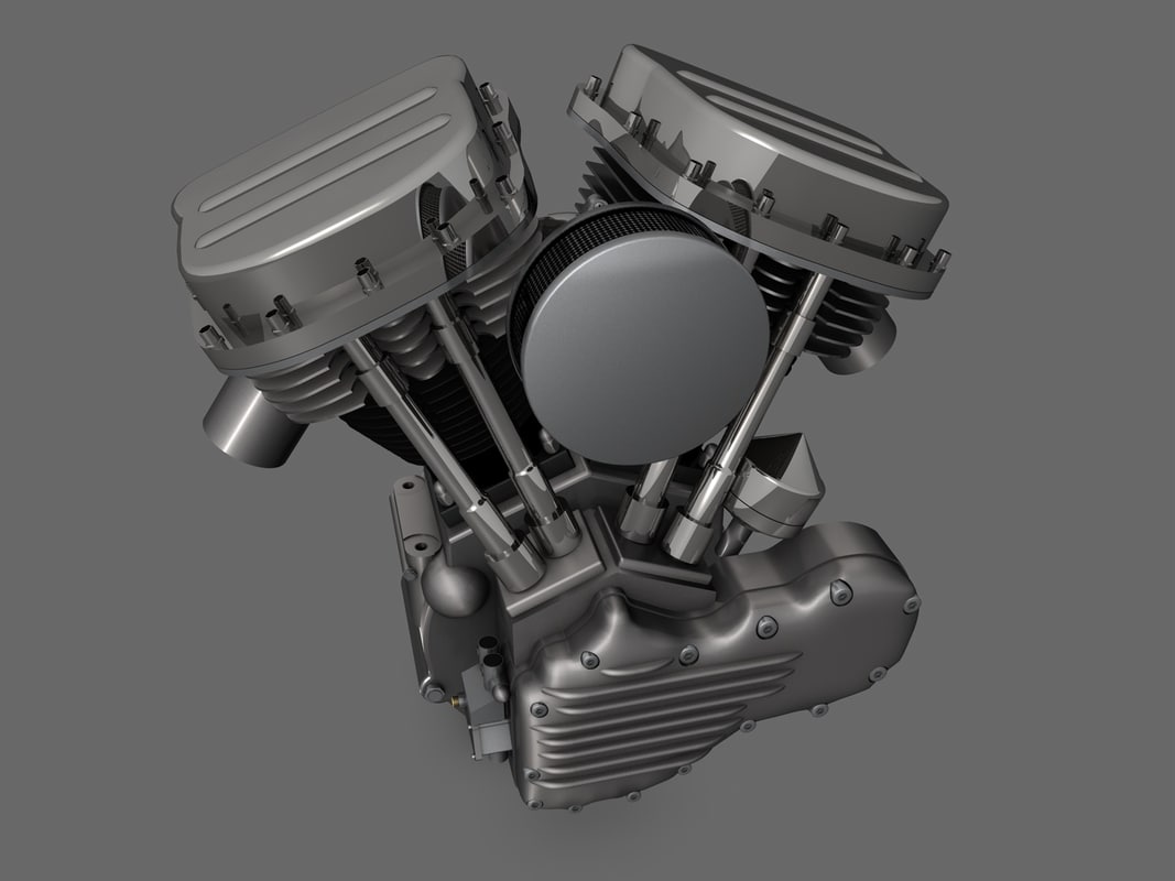 3d harley  panhead motor  motorcycle model 