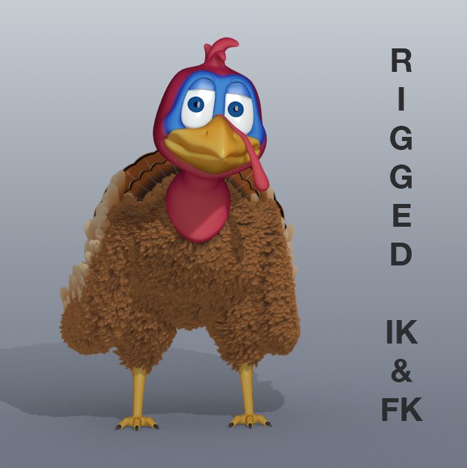 3d turkey character rigged