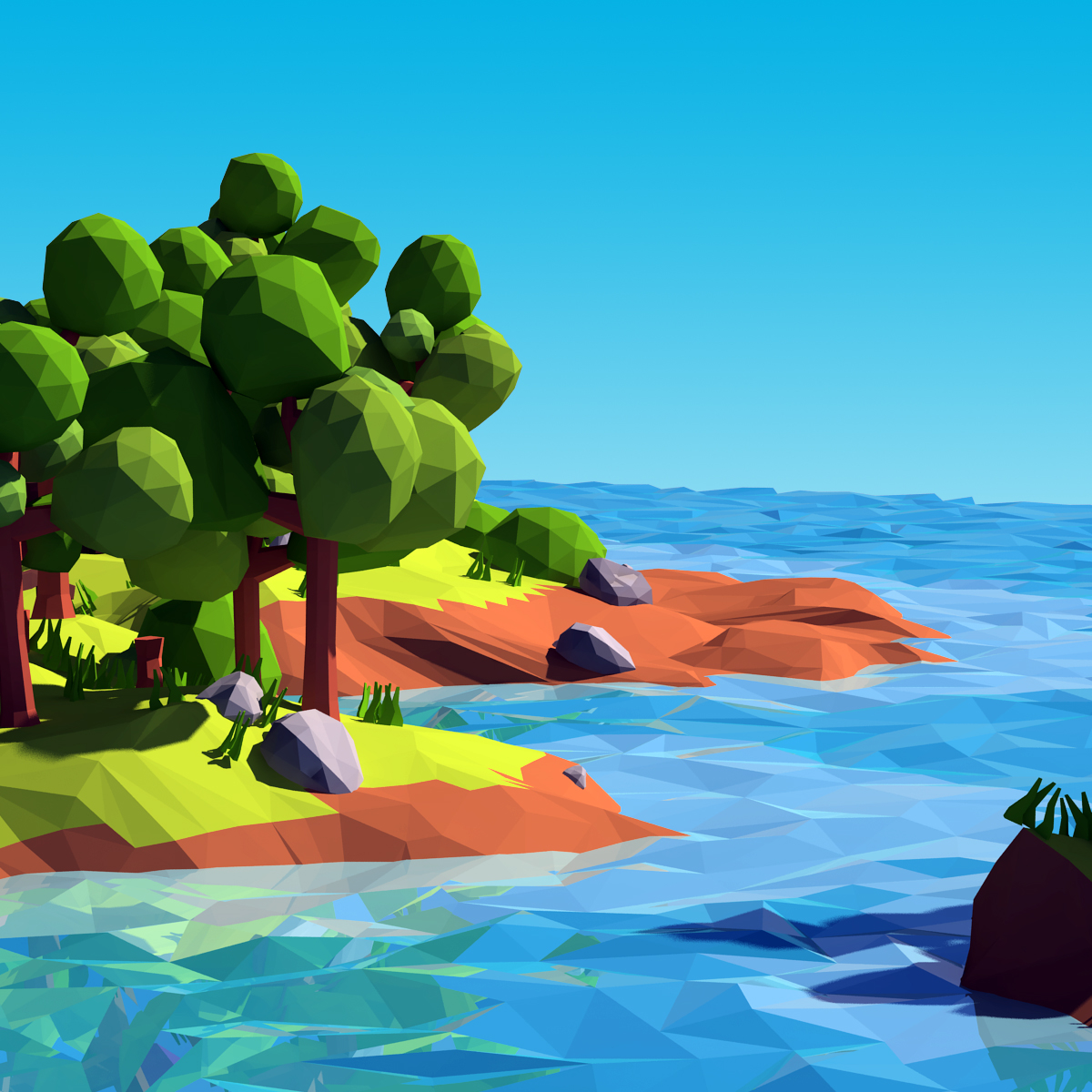 卡通岛低聚3d模型