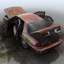 3d model of derelict wreck cars