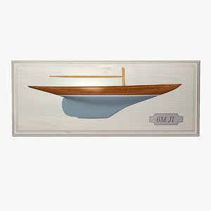 decorative half hull sailboat 3d model