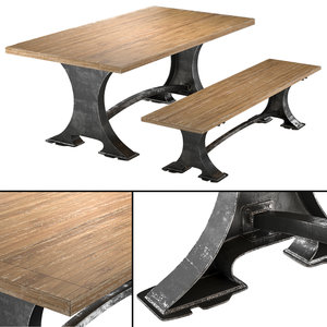 3d roberto dining table bench model
