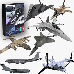 8 modern military aircraft 3d model