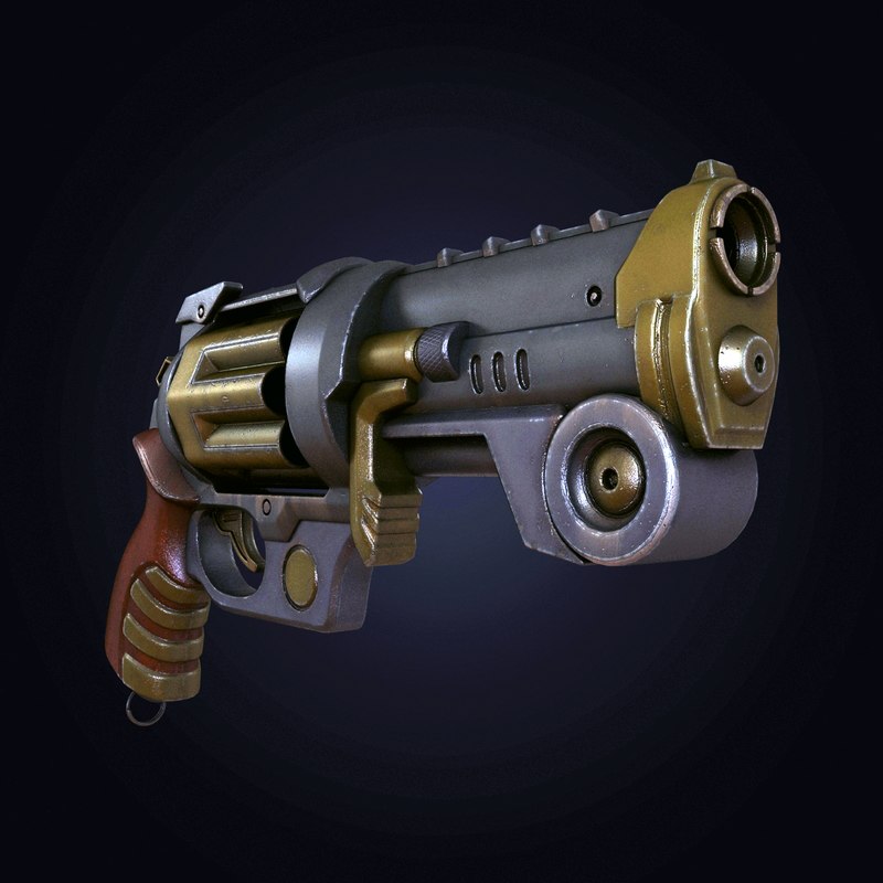 3d Steampunk Revolver Model