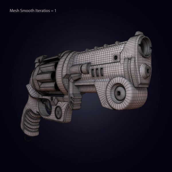 3d steampunk revolver model