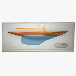 3d model decorative half hull sailboat