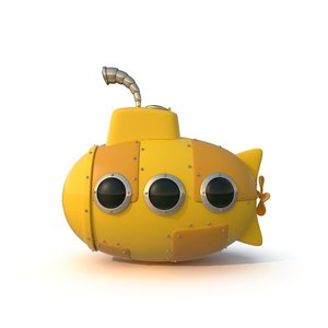 cartoon yellow submarine 3d obj