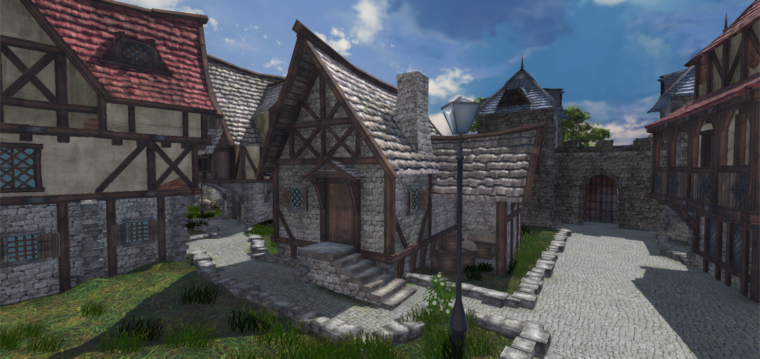 3d medieval city houses model