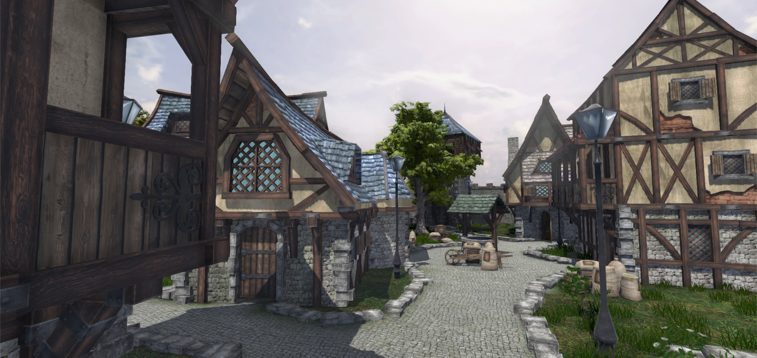 3d medieval city houses model