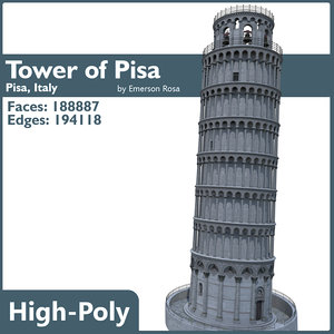 leaning tower pisa 3d max