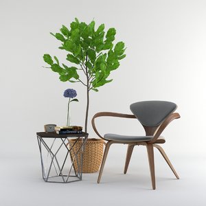 set 01 chair cherner 3d model