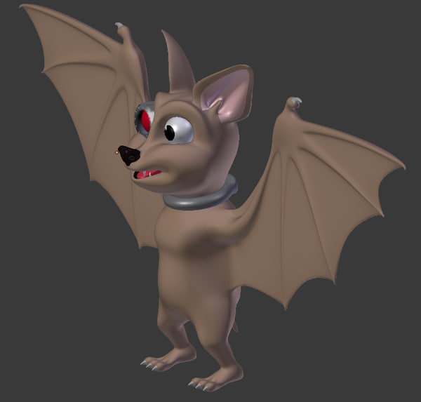 cartoon bat 3d obj