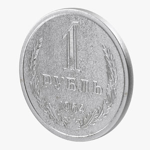 3d 1 ruble coin