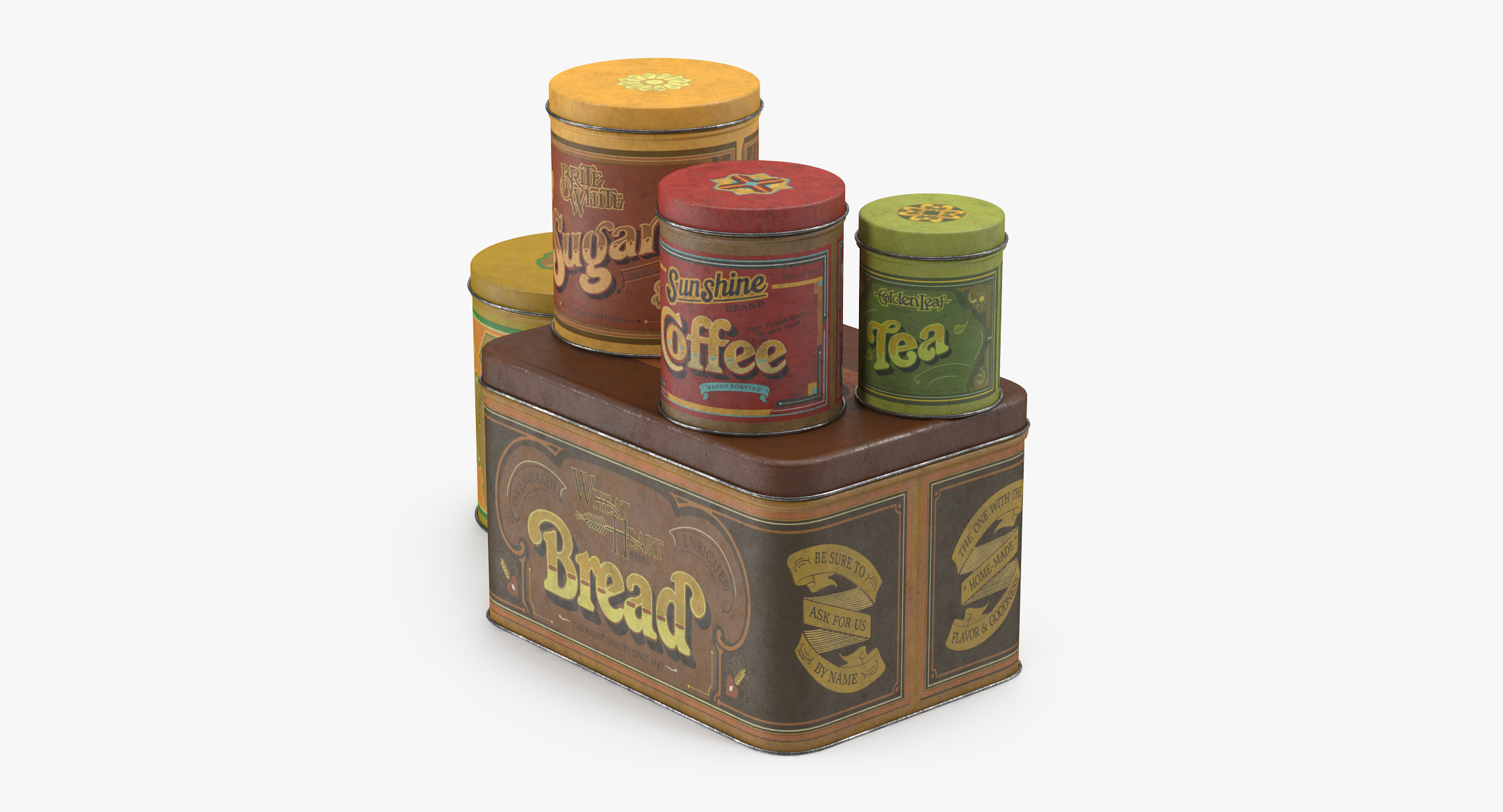 c4d vintage kitchen tins