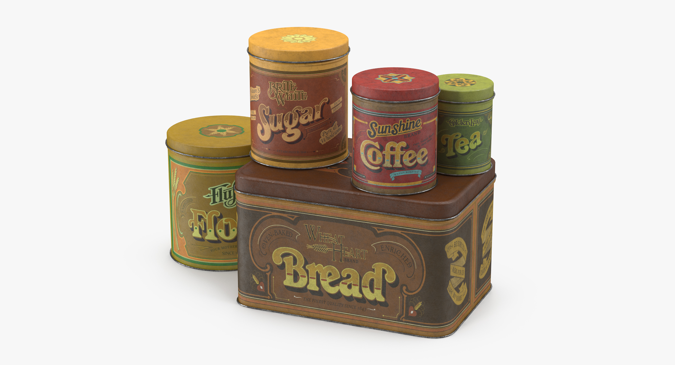 c4d vintage kitchen tins