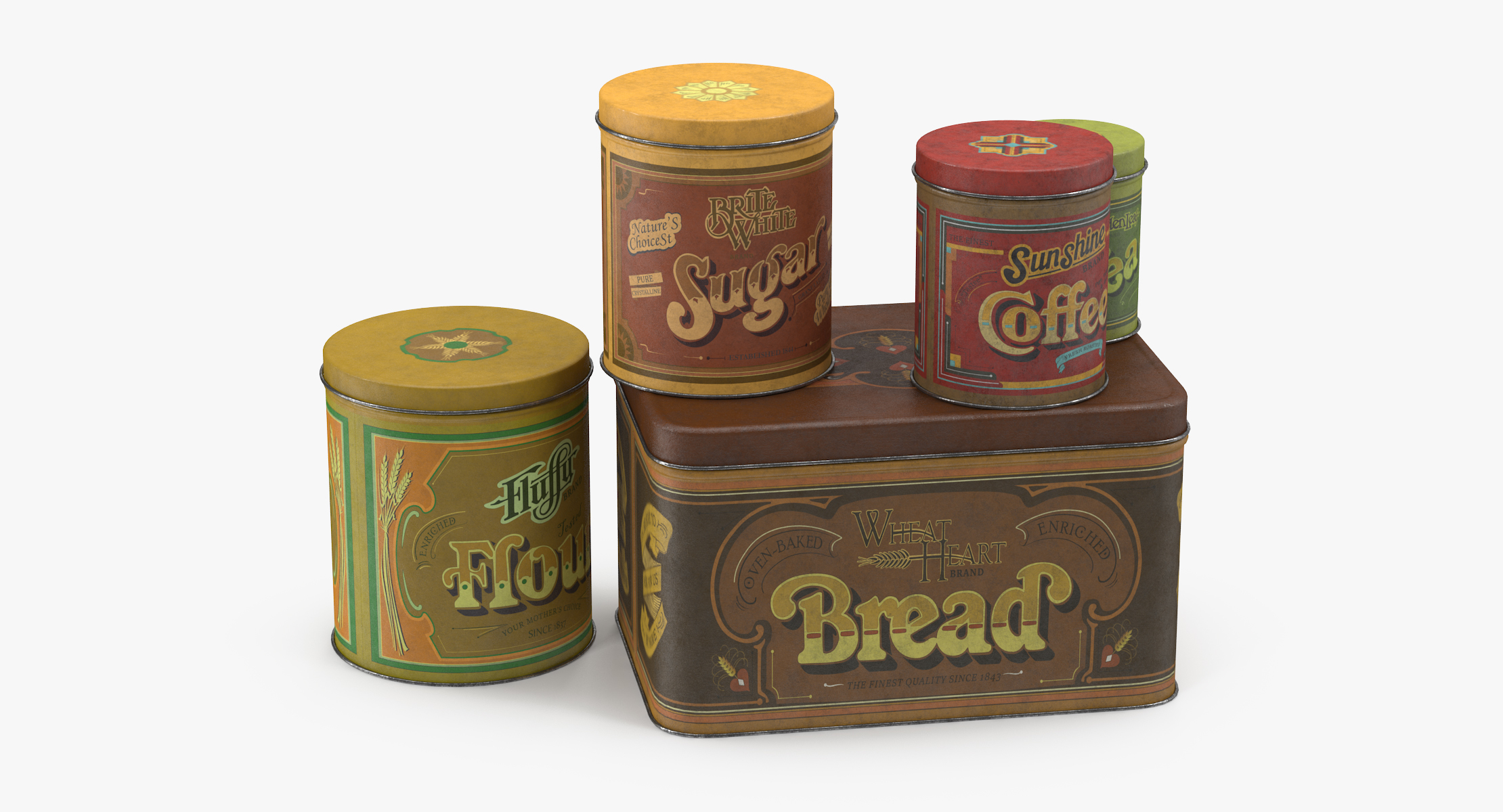 c4d vintage kitchen tins