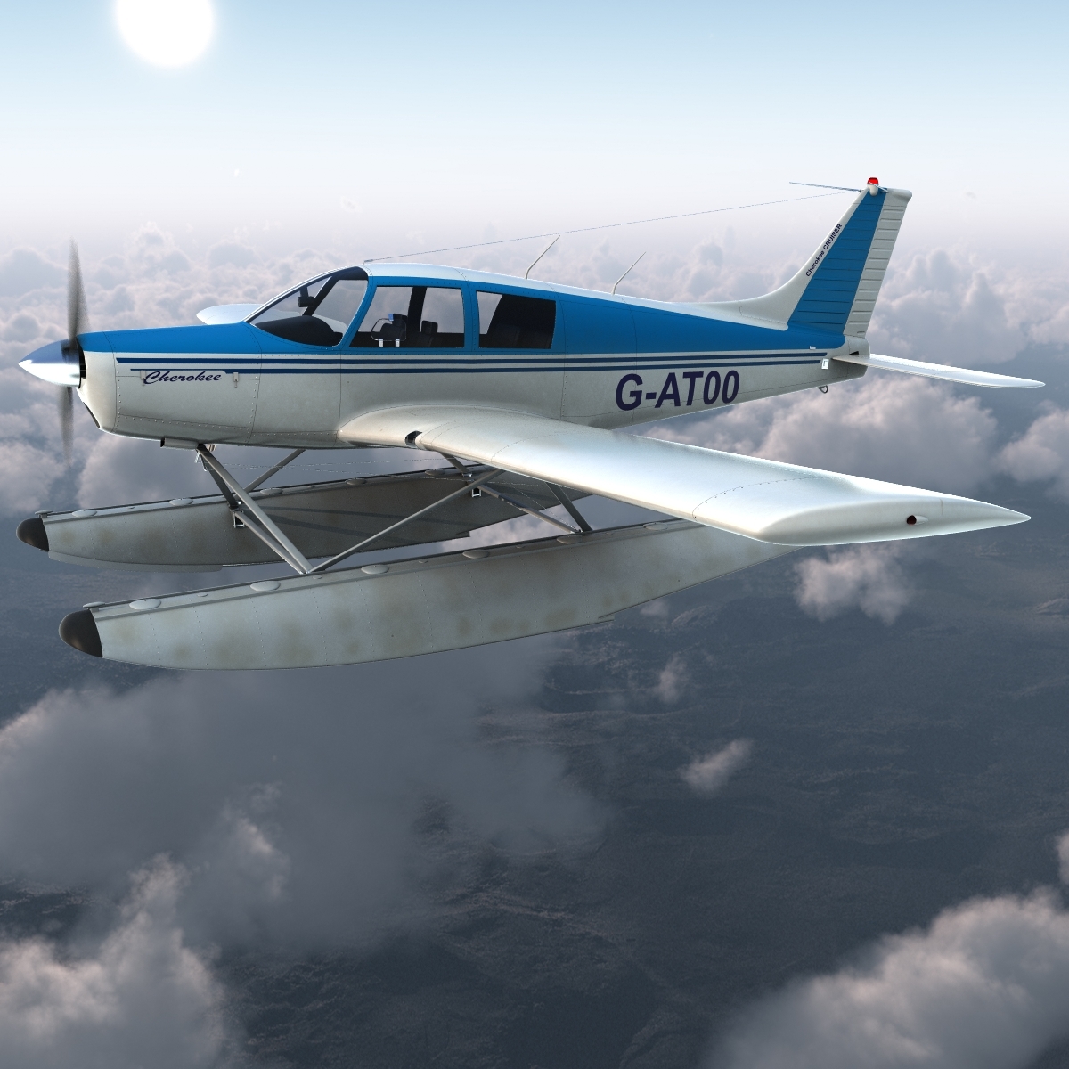 轻型飞机piper pa-28 cherokee水上飞机装配3 3d模型3d模型