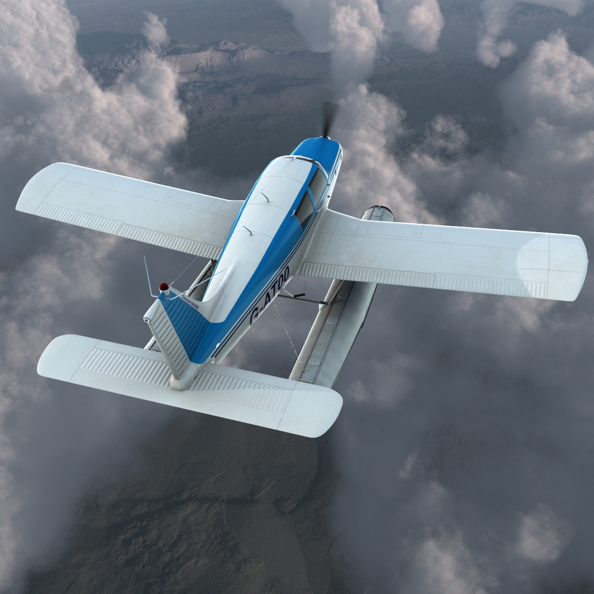 轻型飞机piper pa-28 cherokee水上飞机装配3 3d模型3d模型