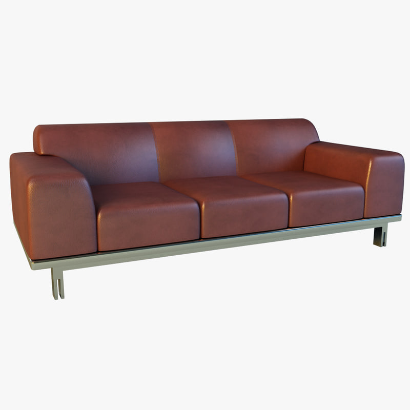 Sofa Leather Modern Steel