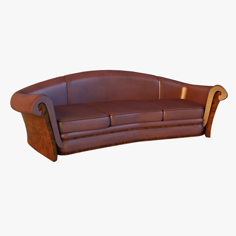 Sofa Leather Classic Red Wood