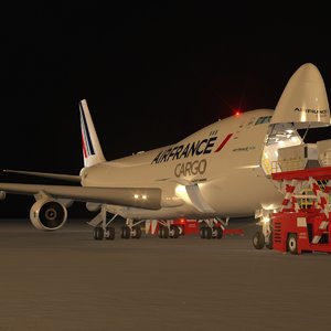 max night scene freighter aircraft