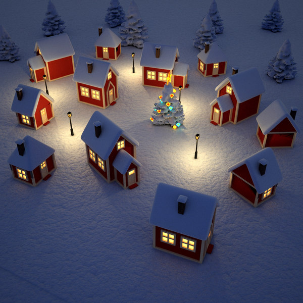 3d complete scene christmas house model