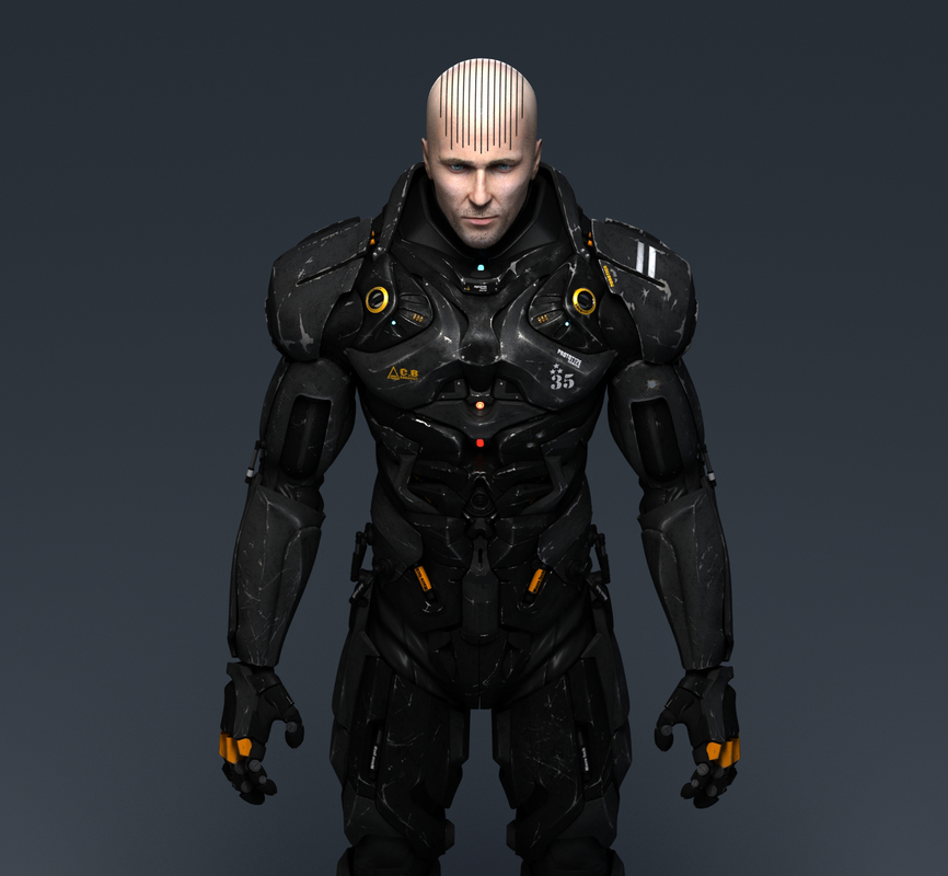 3d model cyborg polygons