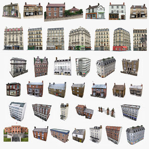 3ds photorealistic european buildings set
